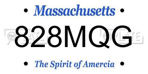 828MQG Massachusetts License Plate