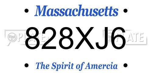 828XJ6 Massachusetts License Plate