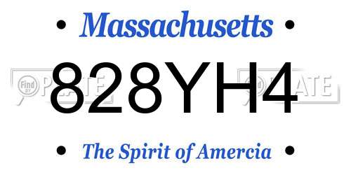 828YH4 Massachusetts License Plate
