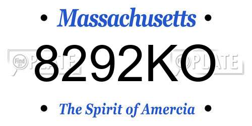 8292KO Massachusetts License Plate