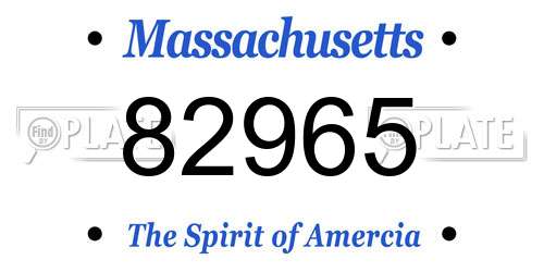82965 Massachusetts License Plate