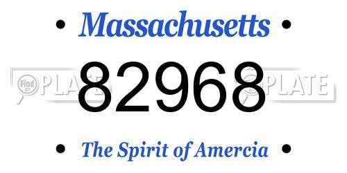 82968 Massachusetts License Plate