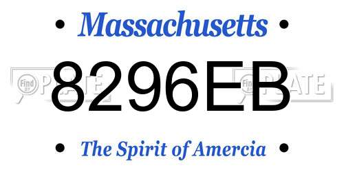8296EB Massachusetts License Plate