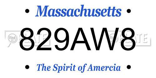 829AW8 Massachusetts License Plate