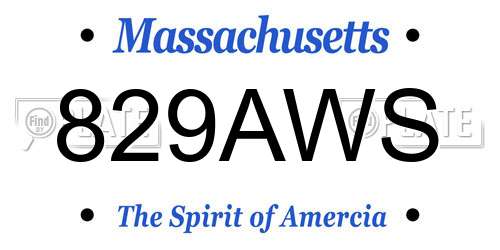 829AWS Massachusetts License Plate