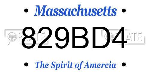 829BD4 Massachusetts License Plate