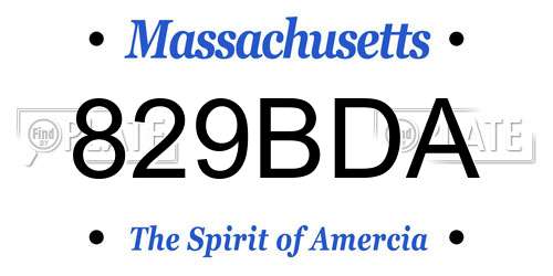 829BDA Massachusetts License Plate