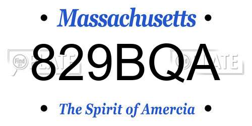 829BQA Massachusetts License Plate
