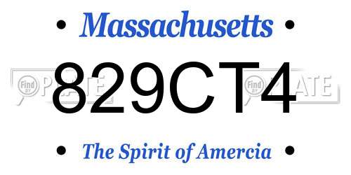 829CT4 Massachusetts License Plate