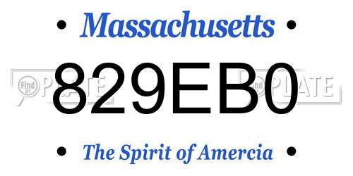 829EB0 Massachusetts License Plate