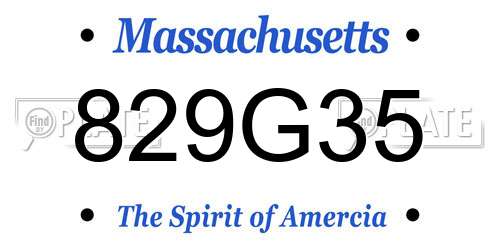 829G35 Massachusetts License Plate