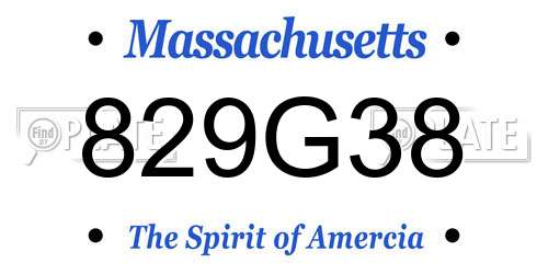 829G38 Massachusetts License Plate