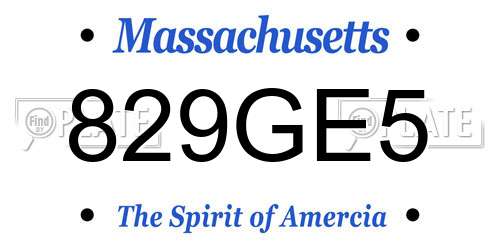 829GE5 Massachusetts License Plate