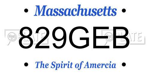 829GEB Massachusetts License Plate