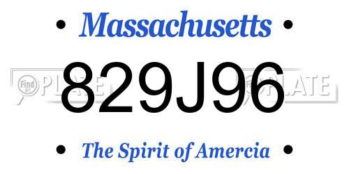 829J96 Massachusetts License Plate
