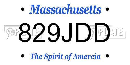 829JDD Massachusetts License Plate