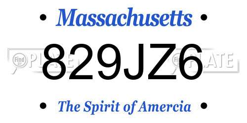 829JZ6 Massachusetts License Plate