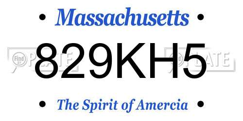 829KH5 Massachusetts License Plate