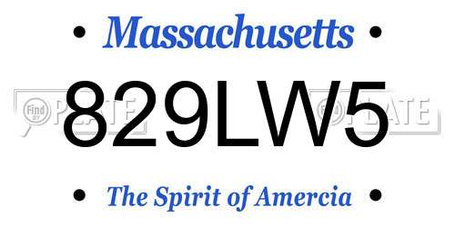 829LW5 Massachusetts License Plate