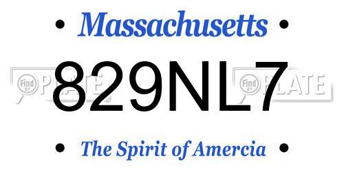 829NL7 Massachusetts License Plate