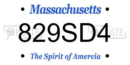 829SD4 Massachusetts License Plate