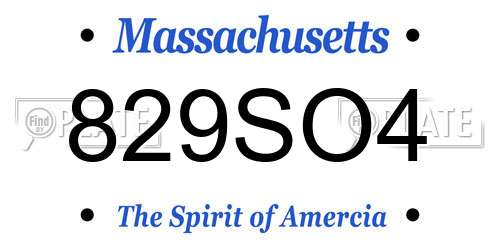 829SO4 Massachusetts License Plate