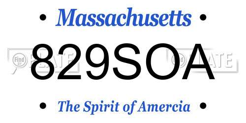 829SOA Massachusetts License Plate