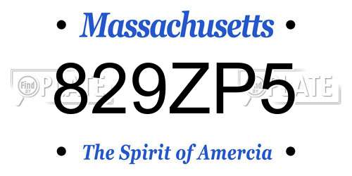 829ZP5 Massachusetts License Plate