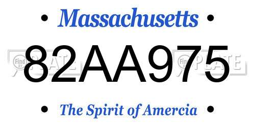 82AA975 Massachusetts License Plate