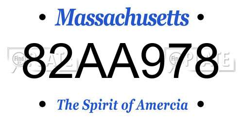82AA978 Massachusetts License Plate