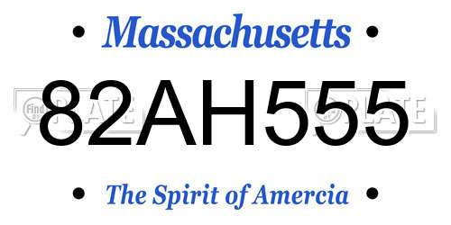 82AH555 Massachusetts License Plate