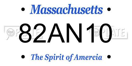 82AN10 Massachusetts License Plate