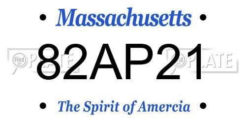 82AP21 Massachusetts License Plate