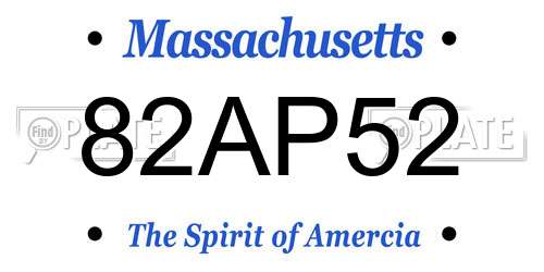 82AP52 Massachusetts License Plate