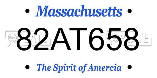 82AT658 Massachusetts License Plate