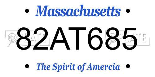 82AT685 Massachusetts License Plate