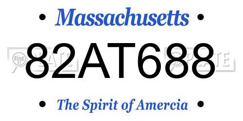 82AT688 Massachusetts License Plate