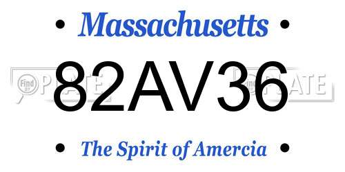 82AV36 Massachusetts License Plate