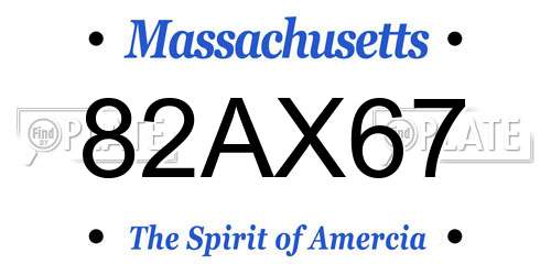 82AX67 Massachusetts License Plate