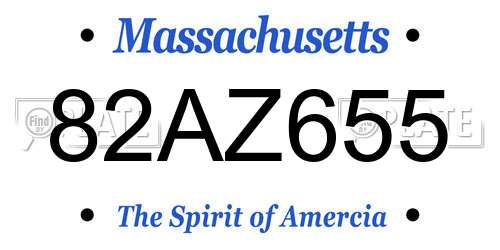 82AZ655 Massachusetts License Plate
