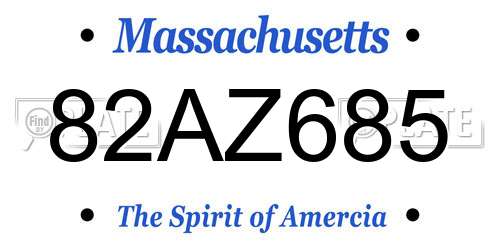 82AZ685 Massachusetts License Plate
