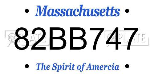 82BB747 Massachusetts License Plate