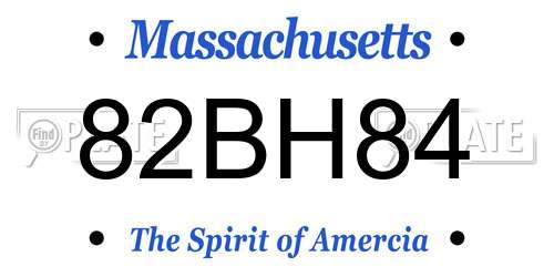 82BH84 Massachusetts License Plate