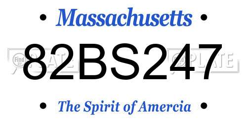 82BS247 Massachusetts License Plate