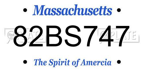 82BS747 Massachusetts License Plate