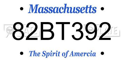 82BT392 Massachusetts License Plate