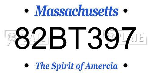 82BT397 Massachusetts License Plate
