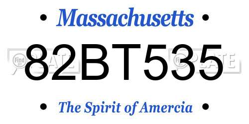 82BT535 Massachusetts License Plate