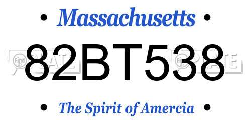 82BT538 Massachusetts License Plate