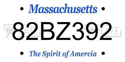 82BZ392 Massachusetts License Plate